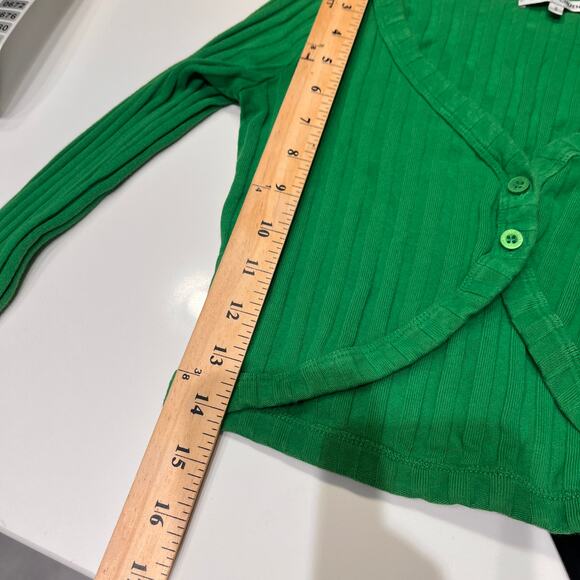 Cotton Citizen Kelly Green Capri Crop Cardigan Sweater Size Small - Picture 8 of 9